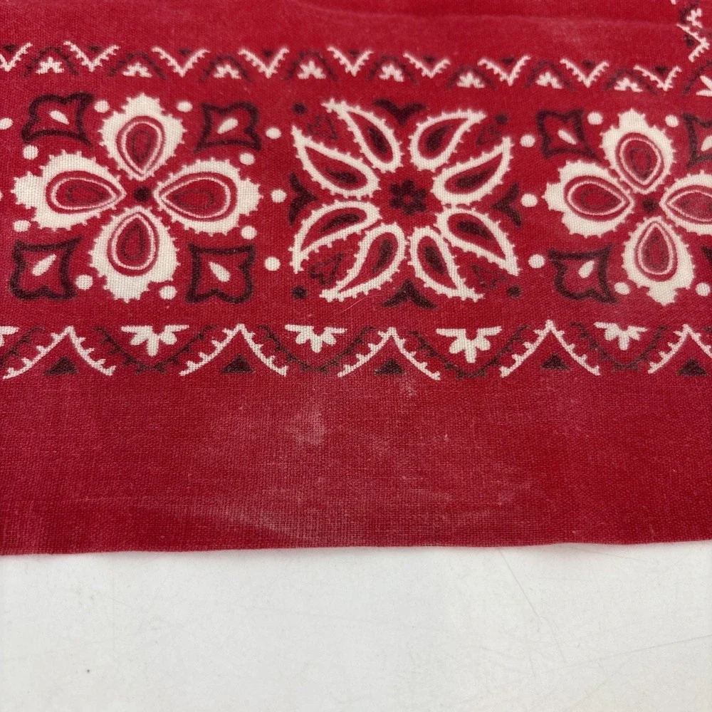 Vtg Bandana 1970's Fast Color Red 100% Cotton Made In USA Western RN 13962 READ